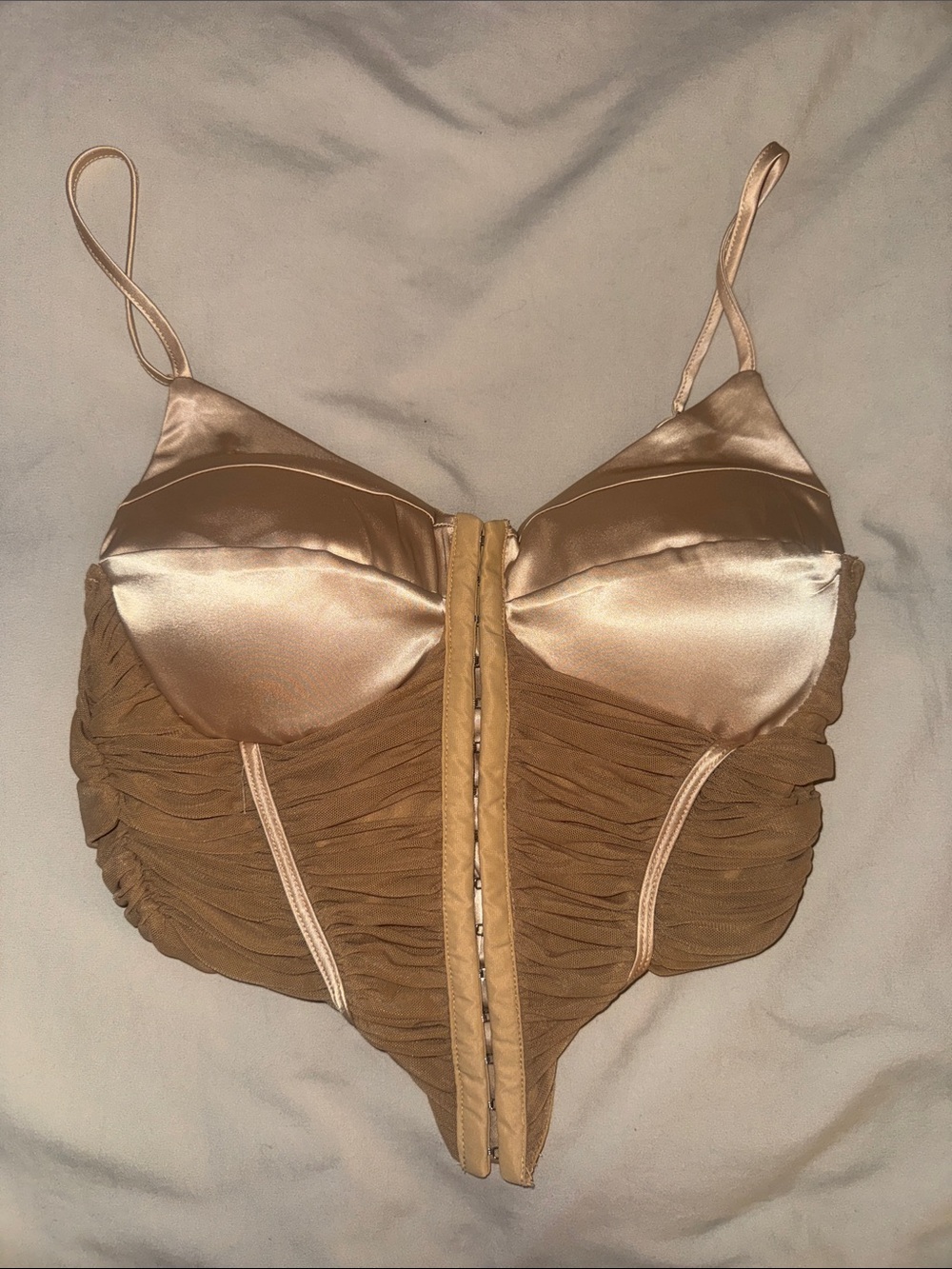 Champagne Satin Bustier Corset Top